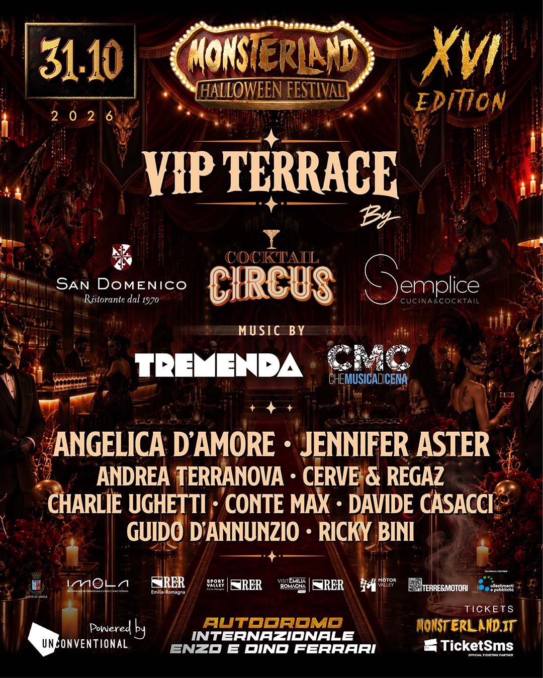Locandina della VIP Terrace 2026 di Monsterland con la lineup musicale